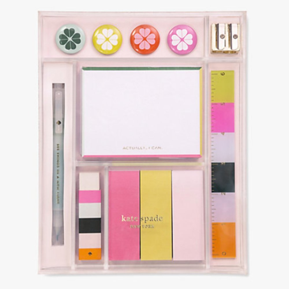 Kate Spade ACTUALLY I CAN Tackle Box Stationary Desk Set NWT!